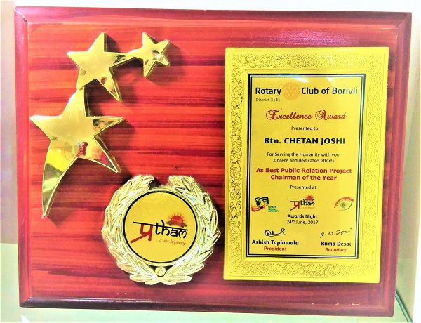 ROTARY- Awarded the BEST CHAIRMAN OF THE YEAR 2016