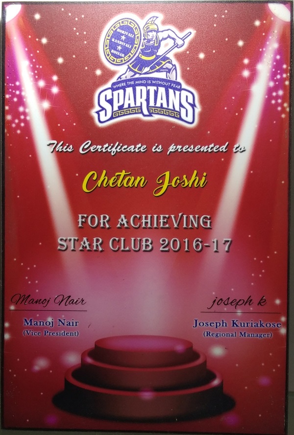 ICICI PRUDENTIAL- Qualifying for STAR CLUB 2016-17